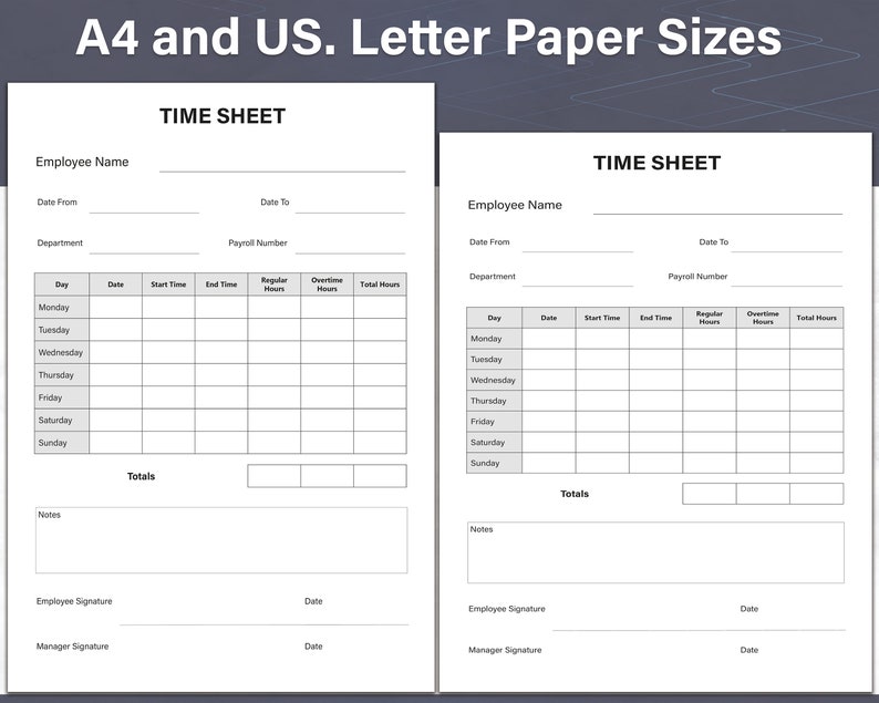 Editable Employee Time Sheet PDF, Payroll Tracker for Small Business ...