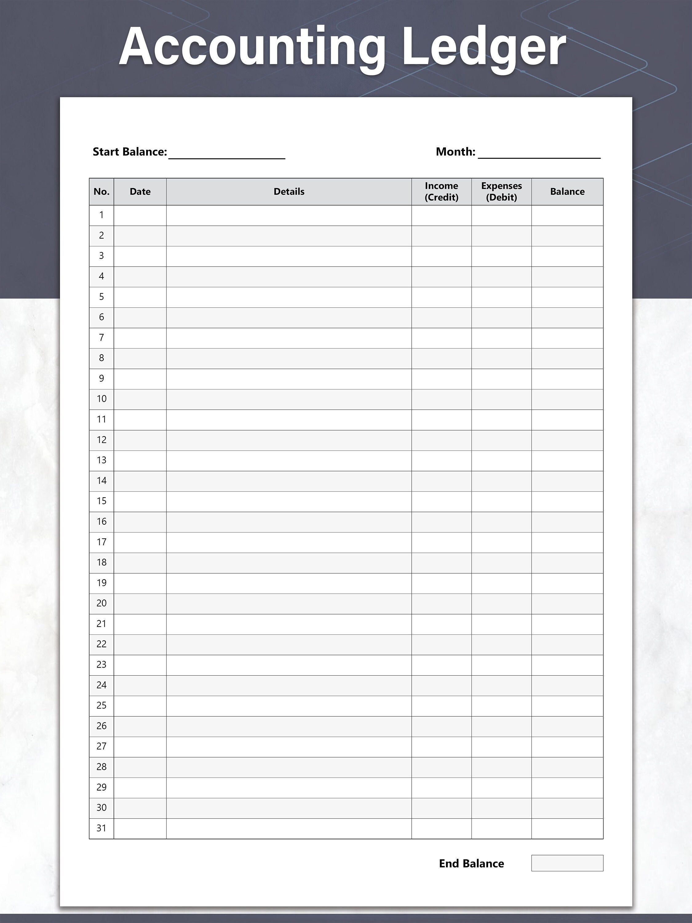 Blank Accounting Ledger Blank Accounting Ledger