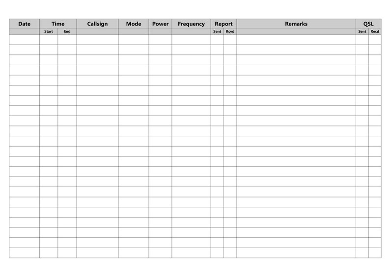 Amateur Radio Log Sheets Printable Ham Radio Log Ideal For Etsy