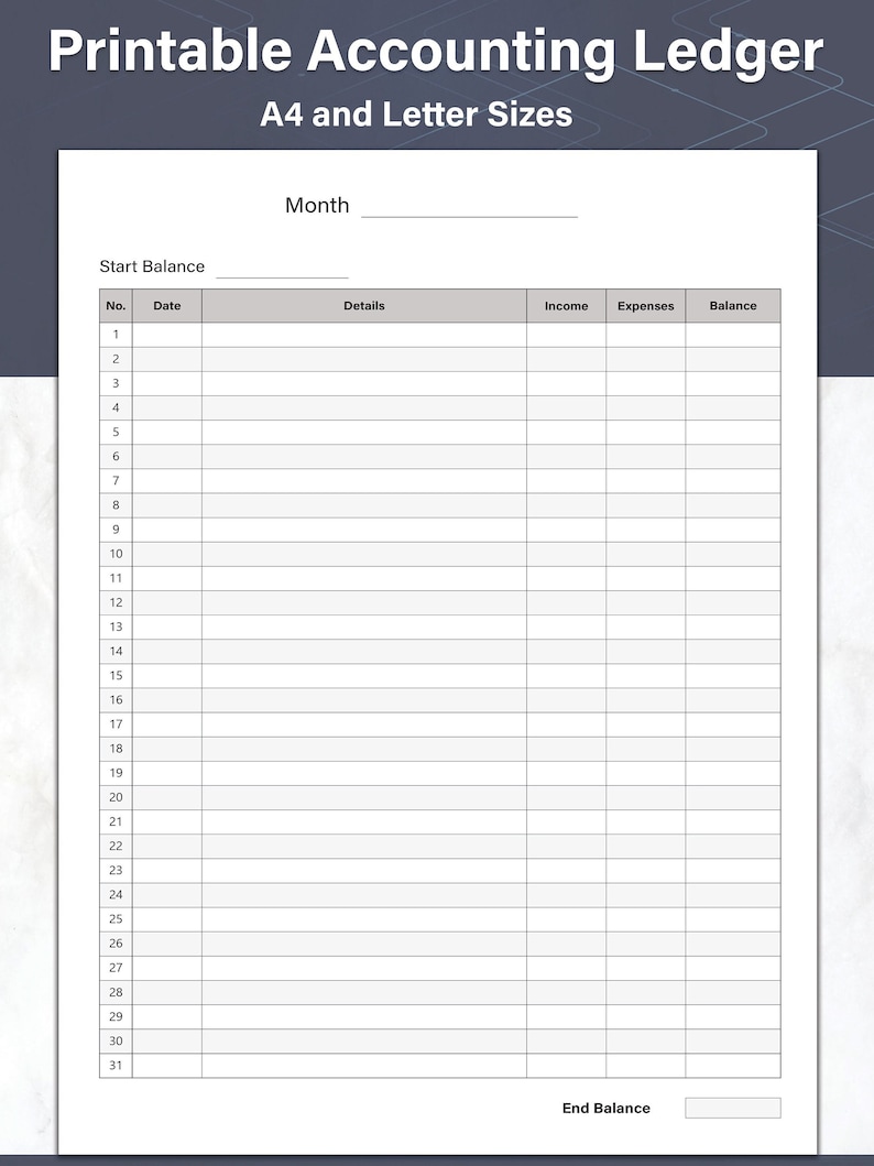 Printable Accounting Ledger Money Tracker and General Ledger Sheets ...