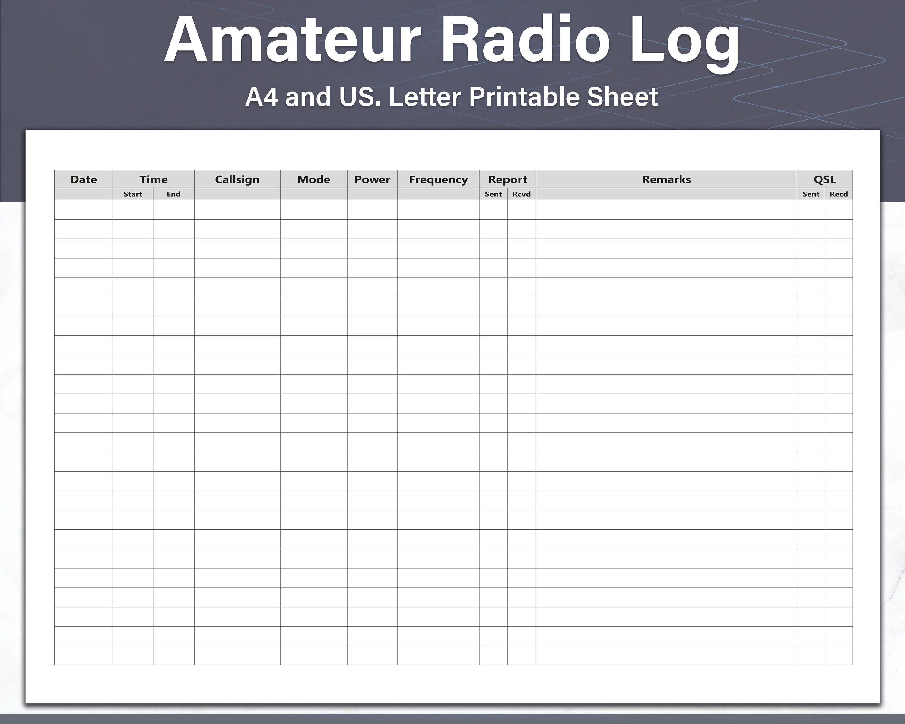 Amateur Radio Log Sheets Printable Ham Radio Log Ideal picture