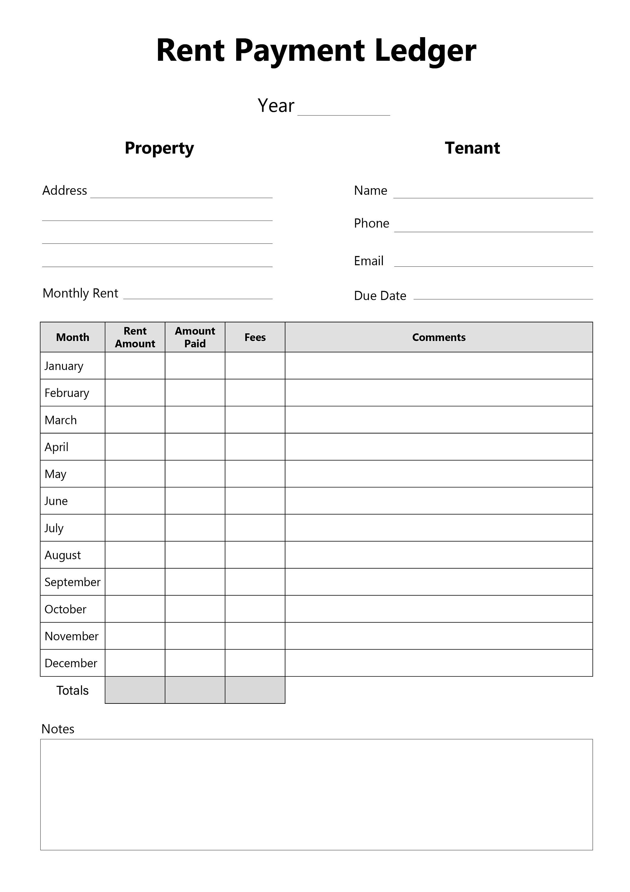 Rent Payment Tracker, Printable Rent Payment Ledger, Rental Payment Log