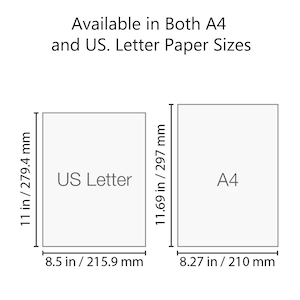 May include: Diagram showing the dimensions of US Letter and A4 paper sizes in inches and millimeters. US Letter is 8.5 inches by 11 inches or 215.9 mm by 279.4 mm. A4 is 8.27 inches by 11.69 inches or 210 mm by 297 mm.