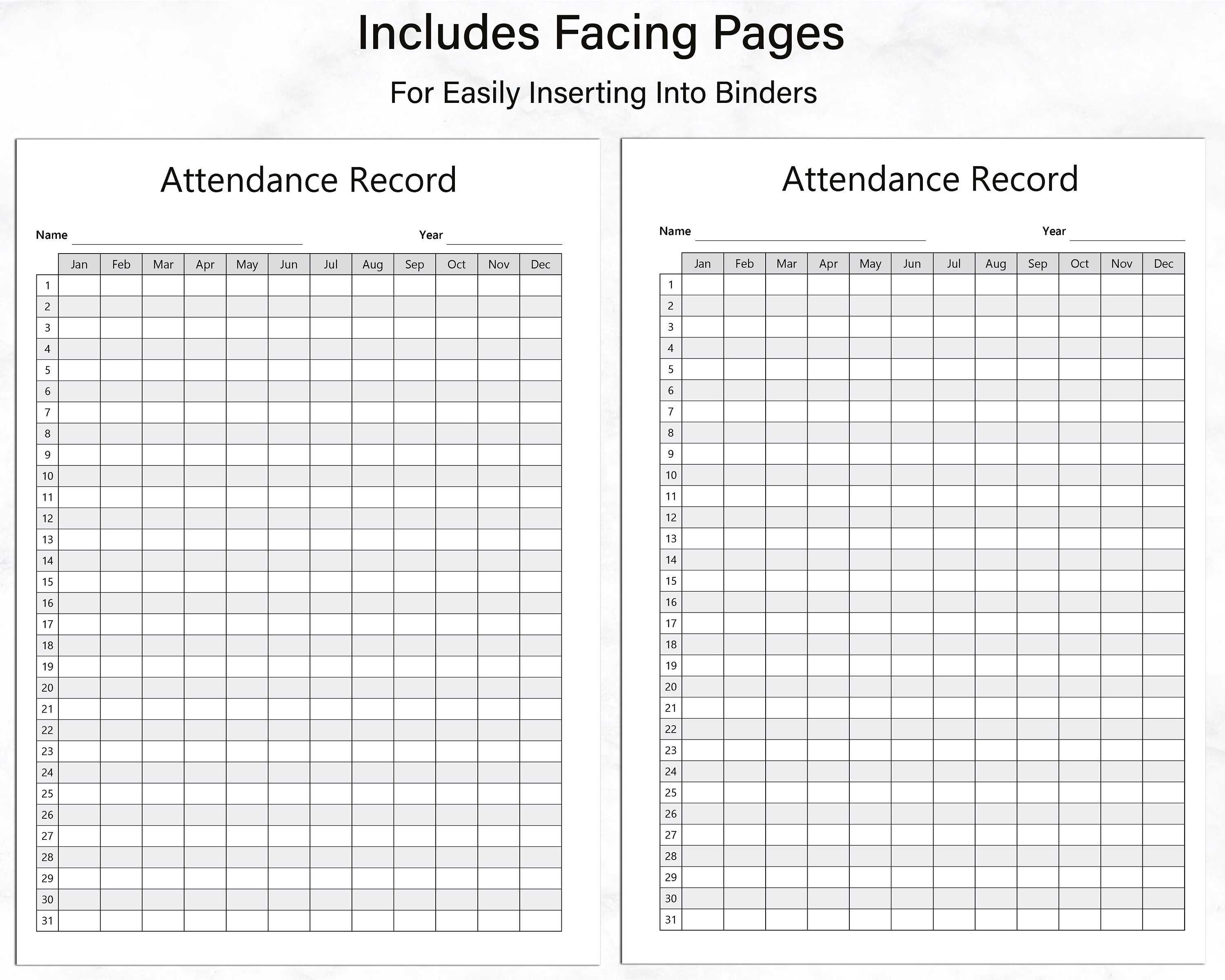 Attendance Sheet Printable Attendance Tracker, Ideal for School ...