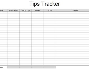 Rastreador de propinas, rastreador de propinas para meseros imprimible para bares, restaurantes o trabajadores de servicios, plantilla de hoja de cálculo de Excel simple, tamaño A4, carta de EE. UU.