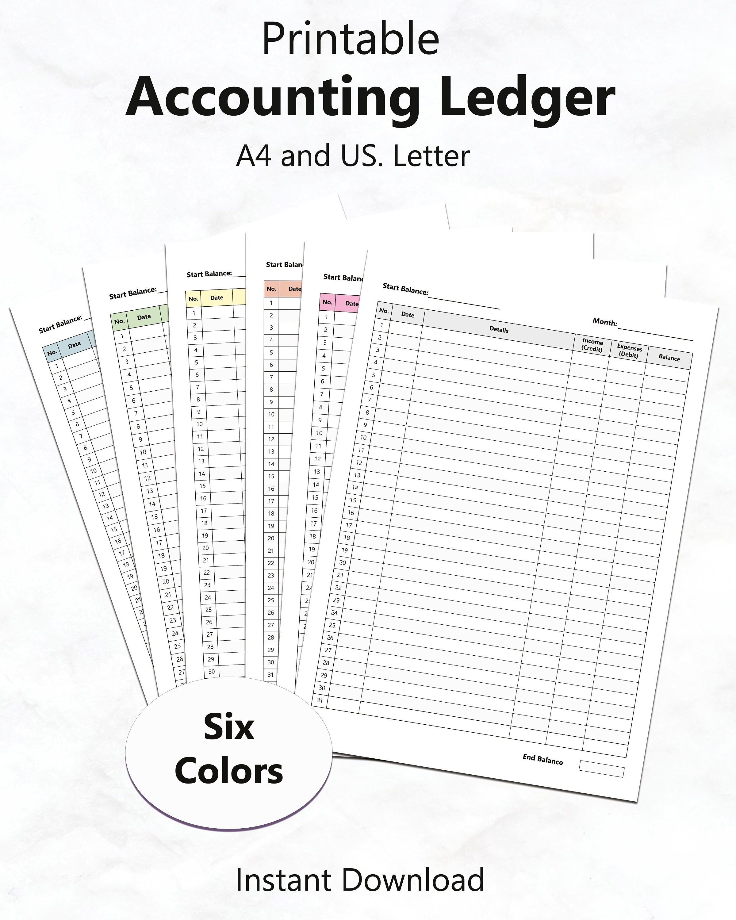 Accounting Ledger General Ledger Sheet Money Tracker and Etsy