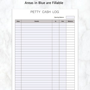 Petty Cash Ledger Fillable and Printable Cash Flow Log Sheet - Etsy
