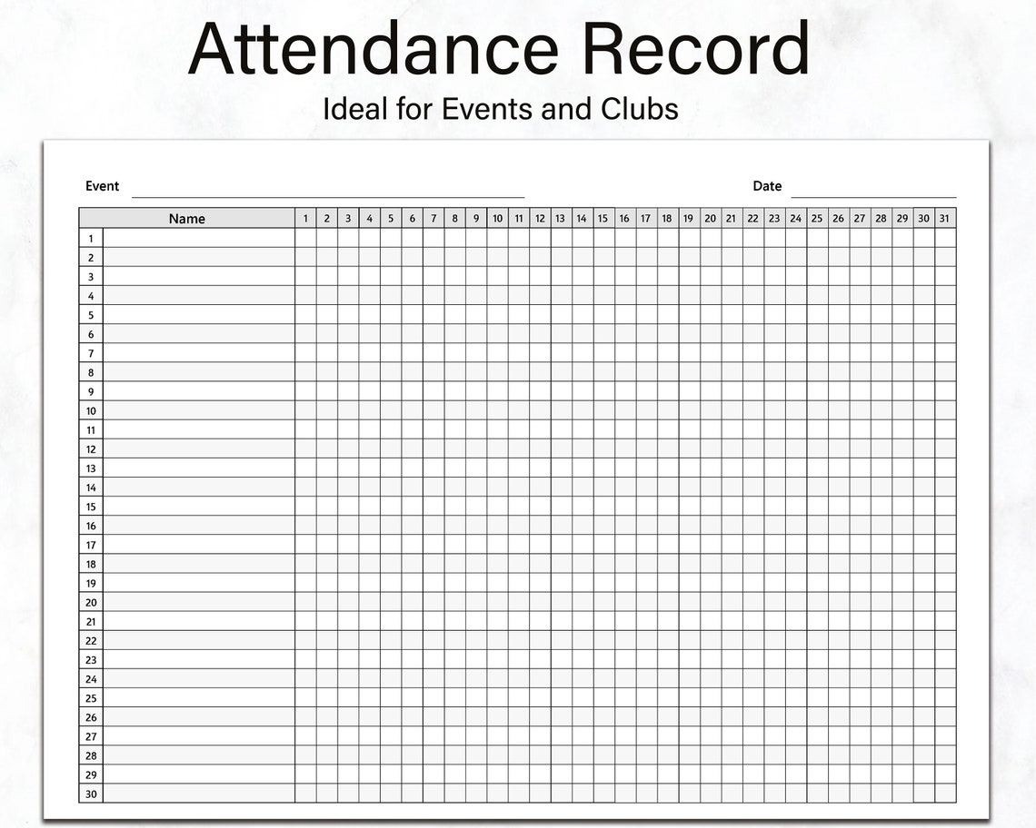 Attendance Tracker Printable Attendance Sheet Home School Tracker ...