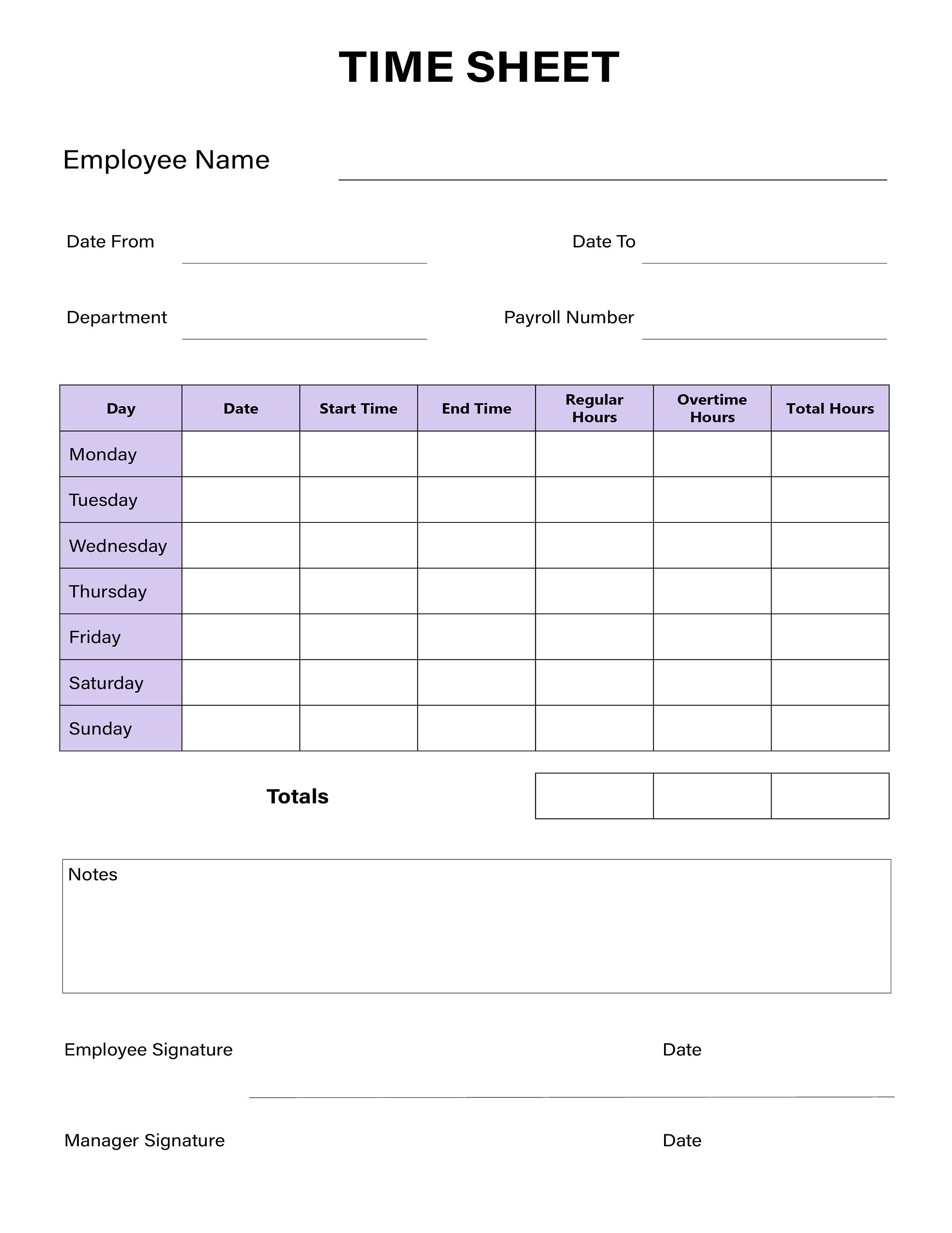 Employee Time Sheet.pdf Editable Employee Time Sheet PDF, Payroll Tracker for Small Business ...