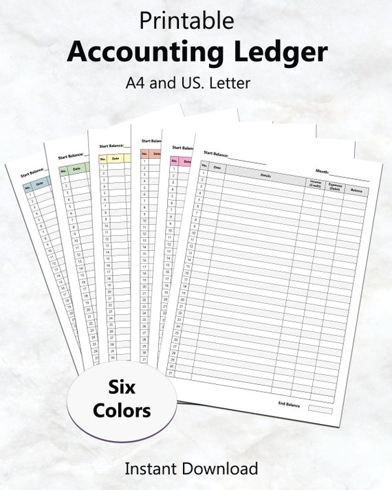 Accounting Ledger Printable Ledger and Money Tracker - Etsy