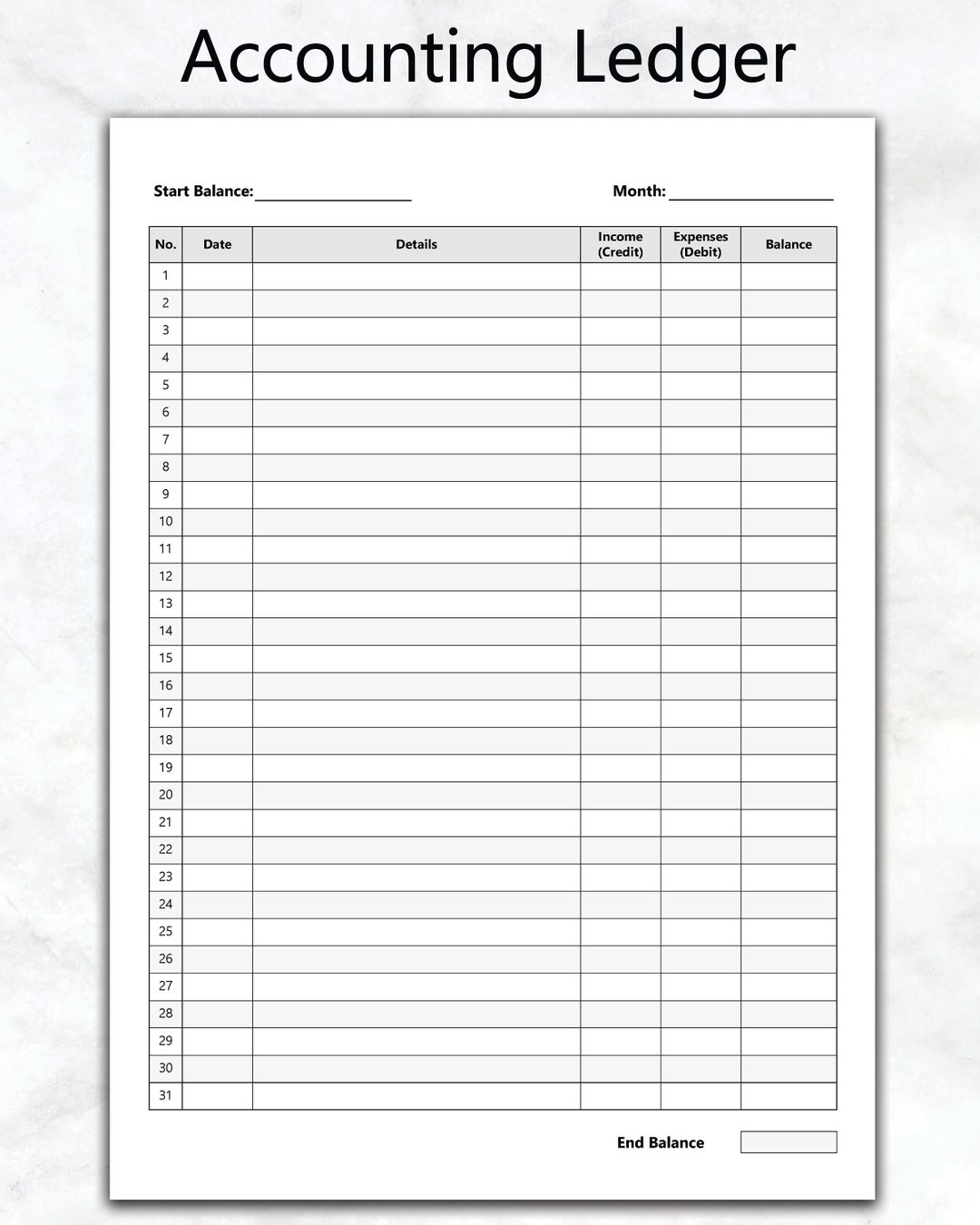 Printable Accounting Ledger General Ledger Sheet Money - Etsy