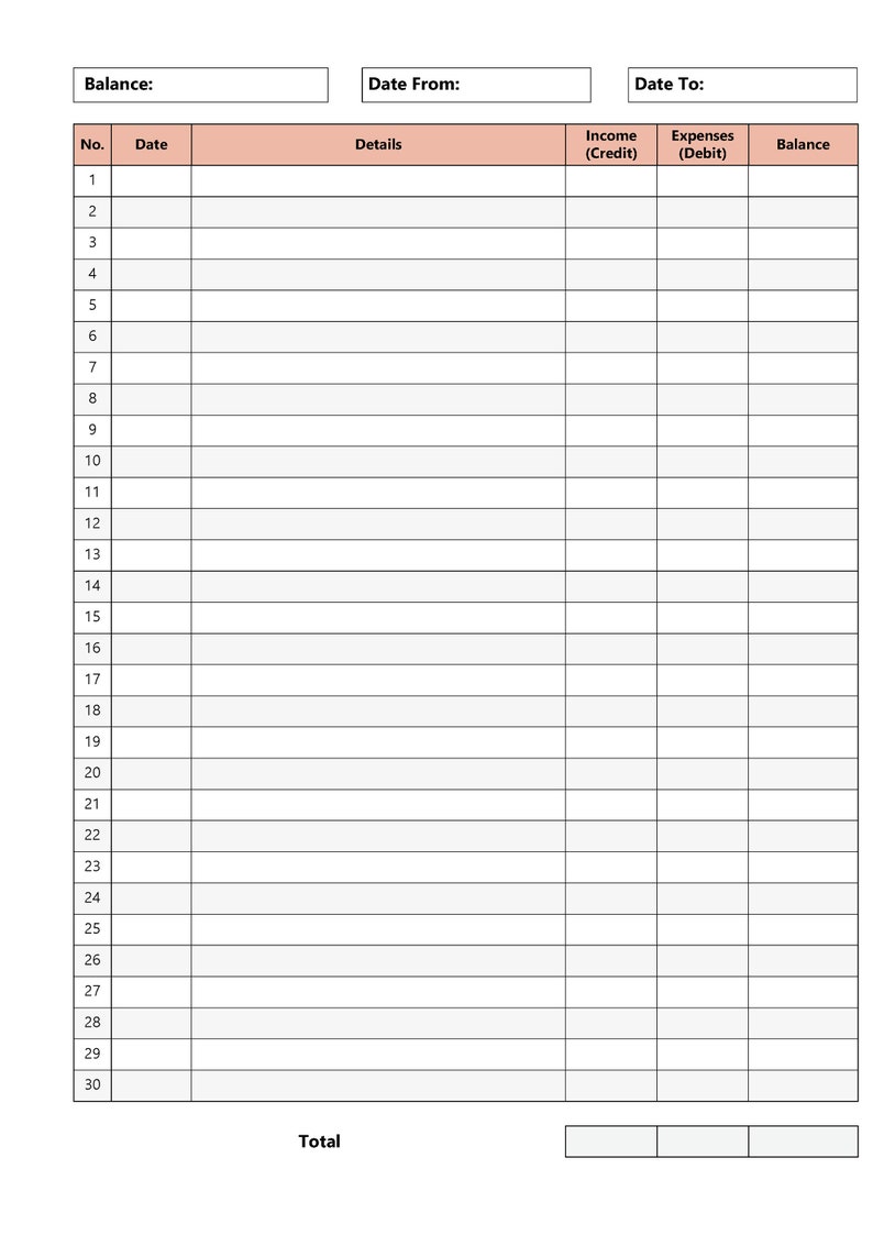 Accounting Ledger, Printable Money Tracker, Columnar Paper, Ideal ...