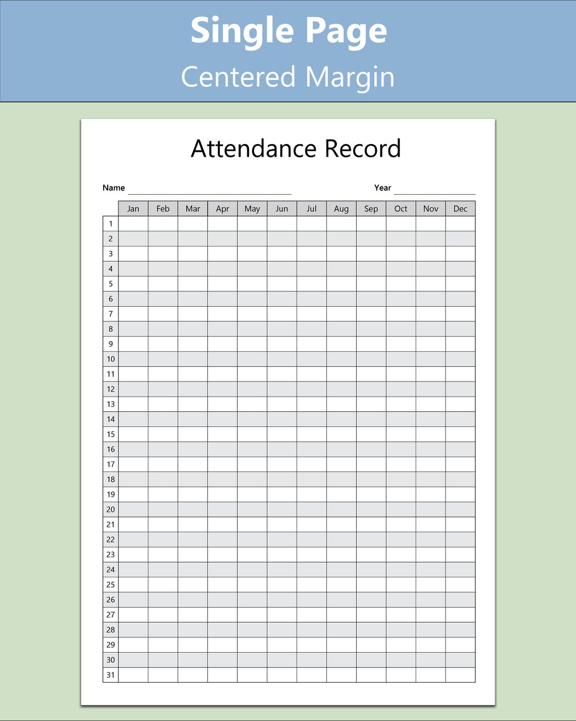 Attendance Tracker Printable Attendance Record and Employee Etsy UK