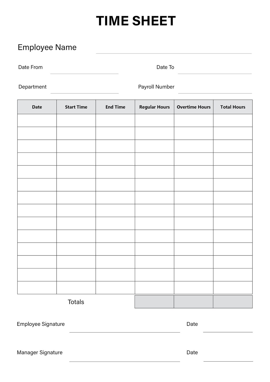 Printable work time tracker and work time sheet daily hours tracker