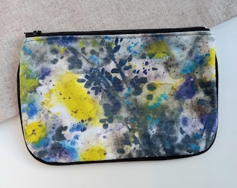 Piccola borsa per il trucco, astuccio per cosmetici colorato e artistico, pochette astratta con acquerello