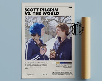 Scott Pilgrim Vs The World Retro Movie Poster Print | Minimalist Movie Poster | Retro Vintage Art Print | Wall Art | Home Decor