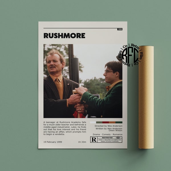 Rushmore Retro Movie Poster Print | Minimalist Movie Poster | Retro Vintage Art Print | Wall Art | Home Decor