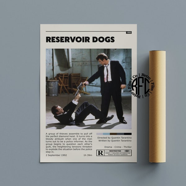 Reservoir Dogs Retro Movie Poster Print | Minimalist Movie Poster | Retro Vintage Art Print | Wall Art | Home Decor