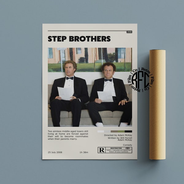 Step Brothers Retro Movie Poster Print | Minimalist Movie Poster | Retro Vintage Art Print | Wall Art | Home Decor