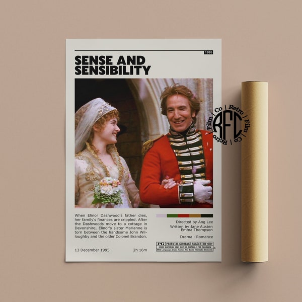 Sense And Sensibility Retro Movie Poster Print | Minimalist Movie Poster | Retro Vintage Art Print | Wall Art | Home Decor