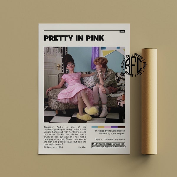 Pretty In Pink Retro Movie Poster Print | Minimalist Movie Poster | Retro Vintage Art Print | Wall Art | Home Decor