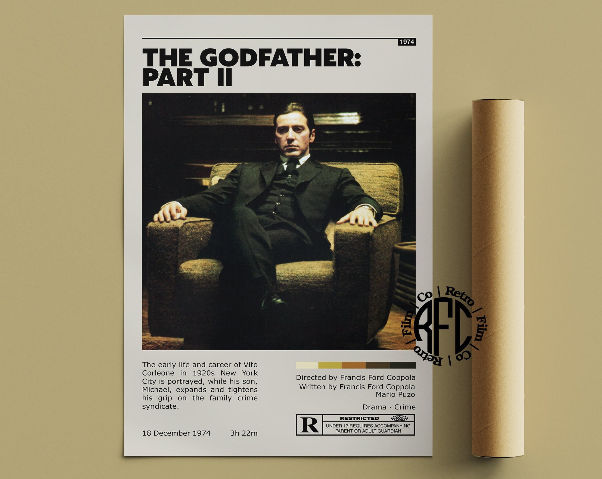 The Godfather Part II Retro Movie Poster Print | Minimalist Movie Poster | Retro Vintage Art Print