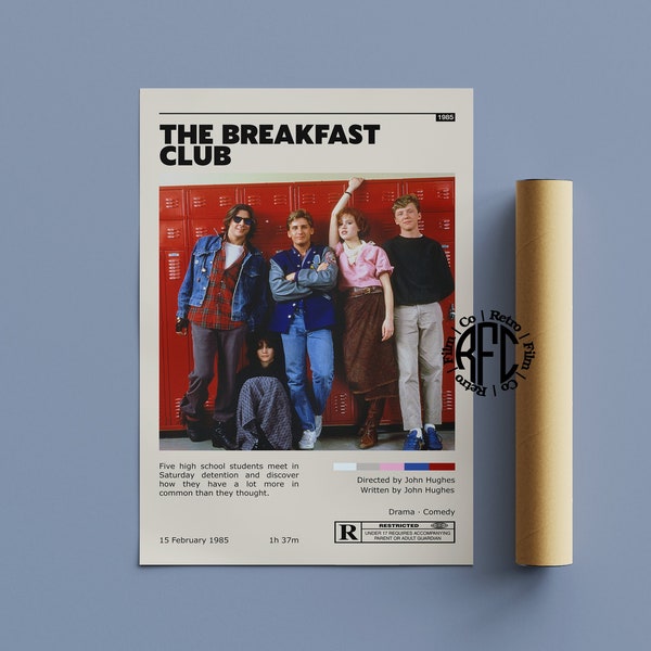 The Breakfast Club Retro Movie Poster Print | Minimalist Movie Poster | Retro Vintage Art Print | Wall Art | Home Decor