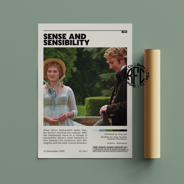 Sense And Sensibility Retro Movie Poster Print | Minimalist Movie Poster | Retro Vintage Art Print | Wall Art | Home Decor