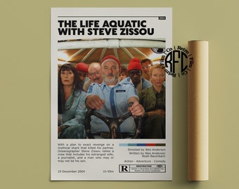 The Life Aquatic With Steve Zissou Retro Movie Poster Print | Minimalist Movie Poster | Retro Vintage Art Print | Wall Art | Home Decor