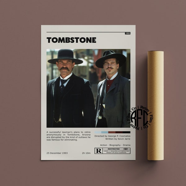 Tombstone Retro Movie Poster Print | Minimalist Movie Poster | Retro Vintage Art Print | Wall Art | Home Decor