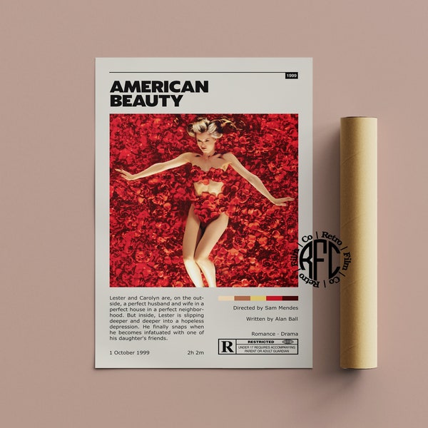 American Beauty Retro Vintage Poster | Minimalist Movie Poster | Retro Vintage Art Print | Wall Art | Home Decor