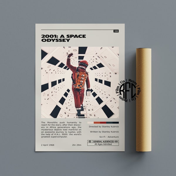 2001 A Space Odyssey Retro Vintage Poster | Minimalist Movie Poster | Retro Vintage Art Print | Wall Art | Home Decor