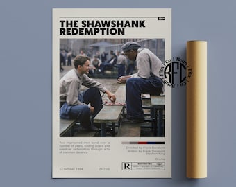 The Shawshank Redemption Retro Movie Poster Print | Minimalist Movie Poster | Retro Vintage Art Print | Wall Art | Home Decor