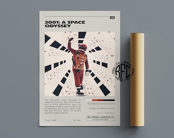 2001 A Space Odyssey Retro Vintage Poster | Minimalist Movie Poster | Retro Vintage Art Print | Wall Art | Home Decor