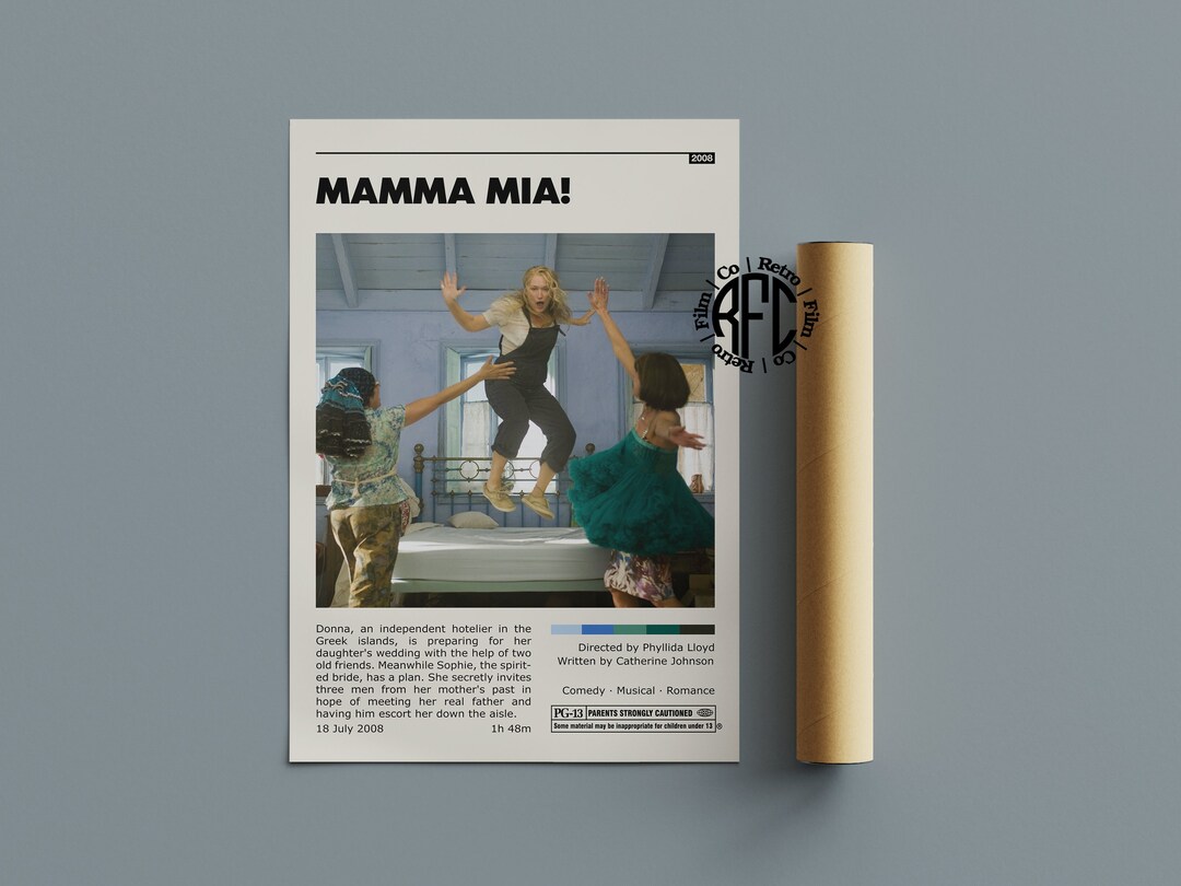 Mamma Mia Retro Movie Poster Print Minimalist Movie Poster Retro ...