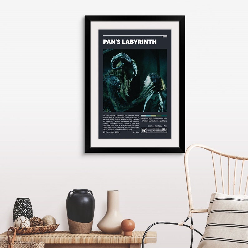 Pan's Labyrinth Retro Movie Poster Print Minimalist Movie Poster Retro Vintage Art Print Wall Art Home Decor image 4