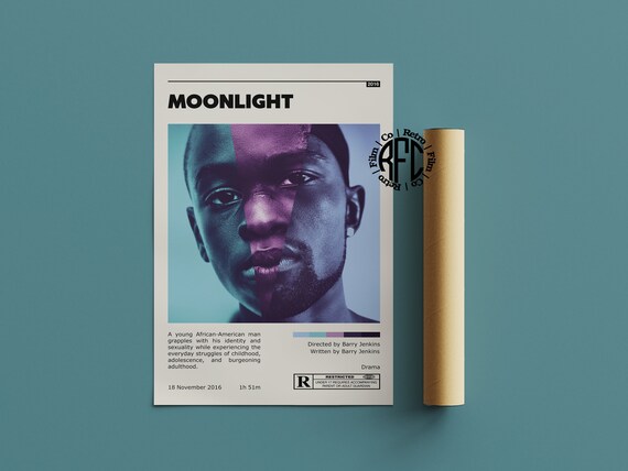 Moonlight Retro Movie Poster Print Minimalist Movie Poster - Etsy