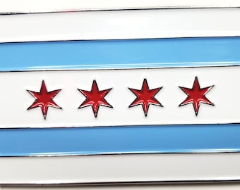 City of Chicago Flag 2" Soft Enamel Pin - FREE Shipping!