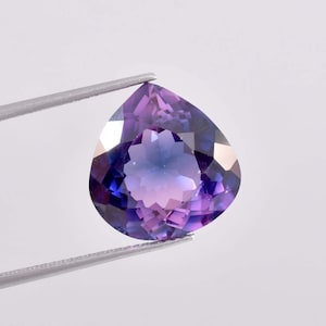 Zaffiro bicolore viola-blu Java Plum 14 x 13 mm, 11,40 ct, pietra preziosa sciolta, certificata GIT, utilizzabile per realizzare anelli e pendenti, pietra preziosa fiordaliso.