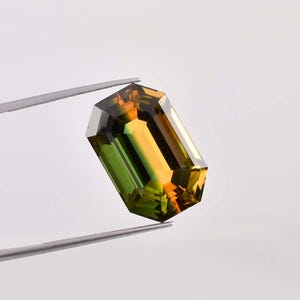 18 x 12 mm Flawless 16.65 Ct 100% Natural Bi-Color Tourmaline Master Emerald Cut Loose Gemstone BOMB Fire Heart Touching GIT Certified gem