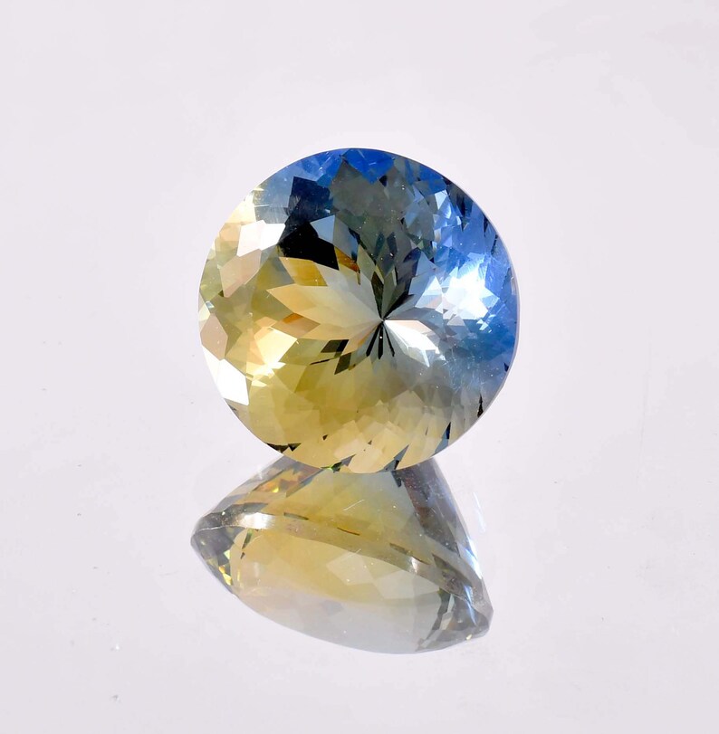 15 X 15 MM Flawless 19.70 Ct Natural Blue Green Bi-Color Parti Sapphire Loose Gemstone GIT Certified Use Jewelry , Ring & Pandent Gemstone bild 3