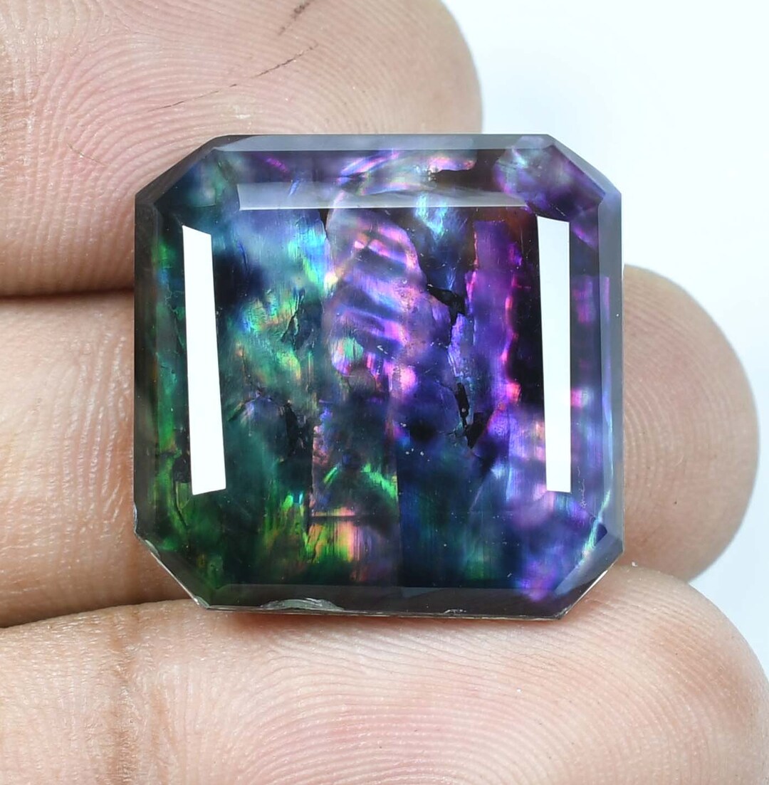 21.75 Ct Natural Ammolite Doublet - Certified Opal-Like Gemstone, Bi-Color