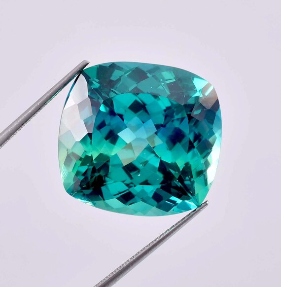 18 x 18  MM Flawless 19.70 Ct Natural Blue Green Bi-Color Parti Sapphire Loose Gemstone GIT Certified Use Jewelry , Ring & Pandent Gemstone