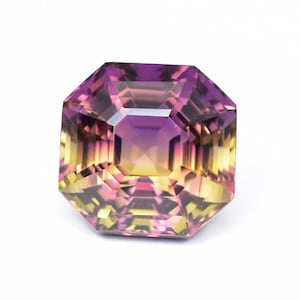 AAA 12,95 Ct natürlicher lila gelber Ametrin Asscher geschnittener loser Edelstein (GIT) zertifiziert sehr wertvoll High-End glamourös (: Bombenfeuer, das Sie mögen