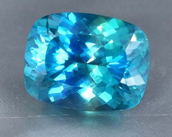 Flawless 34.35 Ct Natural Blue Green Bi-Color Parti Sapphire Loose Gemstone Cushion Cut GIT Certified Use Making Jewelry , Ring & Pandent