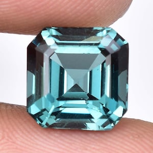 6.50 Ct 100% Natural Bi-Color Indicolite Blue Green Tourmaline Square Cut Gemstone BOMB Fire Heart Touching Gem Making Ring And Jewelry