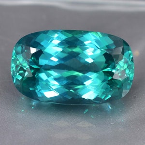Flawless 61.80 Ct Natural Blue Green Bi-Color Parti Sapphire Loose Gemstone Cushion Cut GIT Certified Use Making Jewelry , Ring & Pandent