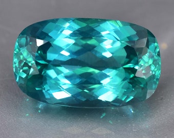 Flawless 61.80 Ct Natural Blue Green Bi-Color Parti Sapphire Loose Gemstone Cushion Cut GIT Certified Use Making Jewelry , Ring & Pandent
