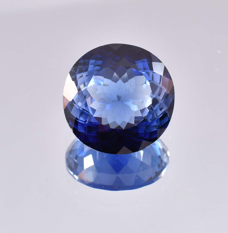 18 x 18 MM Flawless 29.95 Ct Natural Royal Blue Ceylon Sapphire Round Cut Master Cut Gemstone GIT Certified Heart Touching Use Making Ring image 6