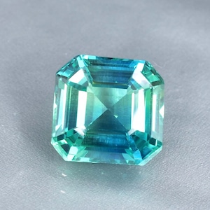Flawless 25.65 Ct Natural Blue Green Bi-Color Parti Sapphire Loose Gemstone Asscher Cut GIT Certified Use Making Jewelry , Ring & Pandent